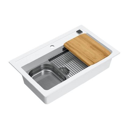 ALVEUS 1140443 - Νεροχύτης κουζίνας ATROX 79x50 cm γρανίτης/λευκό