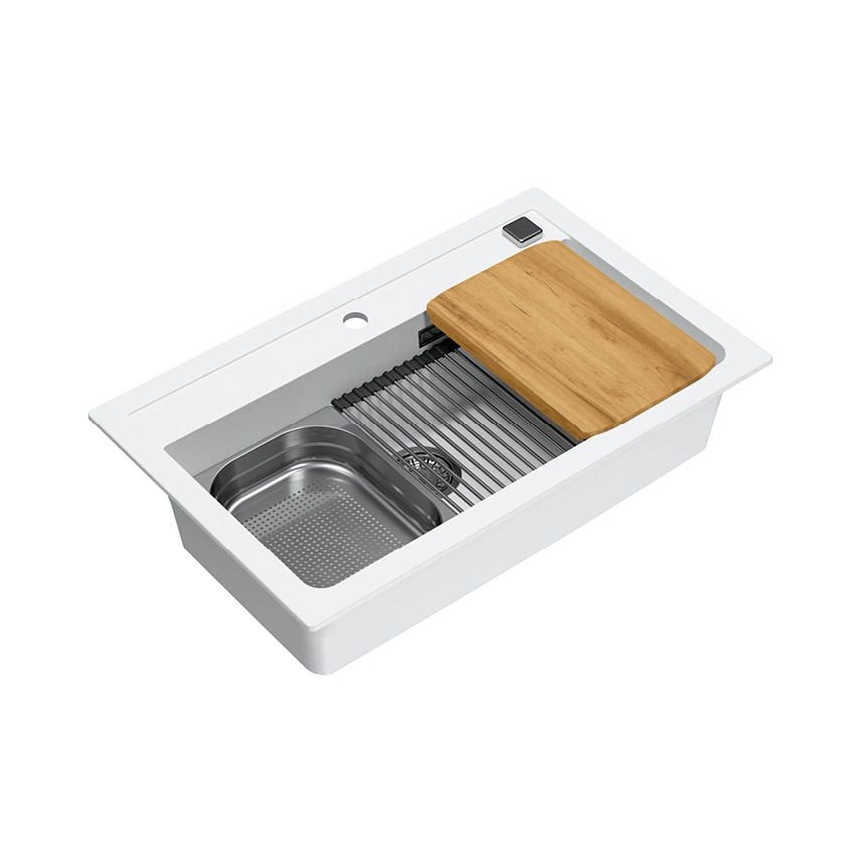 ALVEUS 1140443 - Νεροχύτης κουζίνας ATROX 79x50 cm γρανίτης/λευκό