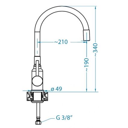 ALVEUS 1144433 - Μπαταρία κουζίνας με εύκαμπτο στόμιο MINTAS 34 cm ματ μαύρο