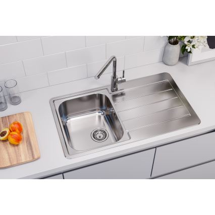 ALVEUS 1144640 - Νεροχύτης κουζίνας LINE 86x50 cm ματ ατσάλι/σατινέ, αντιστρέψιμος με 1 γούρνα