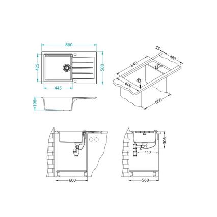 ALVEUS 1148160 - Νεροχύτης κουζίνας CADIT 86x50 cm γρανίτης/μαύρο