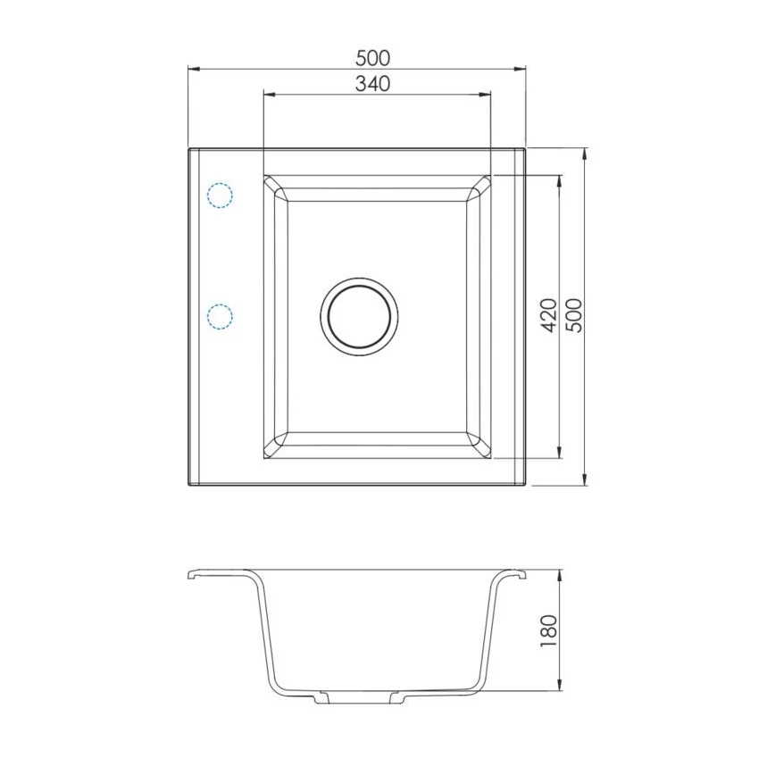ALVEUS 1149113 - Νεροχύτης κουζίνας GEM 50x50 cm γρανίτης/μαύρο