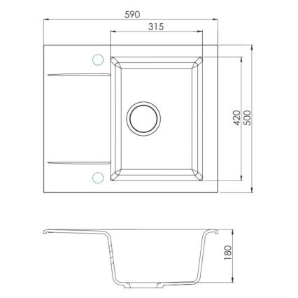 ALVEUS 1149116 - Νεροχύτης κουζίνας GEM 59x50 cm γρανίτης/μαύρο