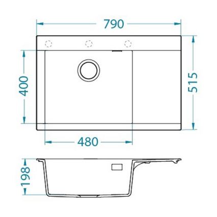 ALVEUS 1149304 - Νεροχύτης κουζίνας PURE 79x51,5 cm γρανιτένιος/μαύρος
