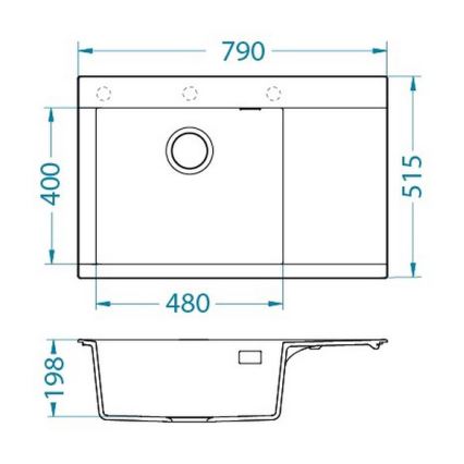 ALVEUS 1149305 - Νεροχύτης κουζίνας PURE 79x51,5 cm γρανίτης/μαύρο