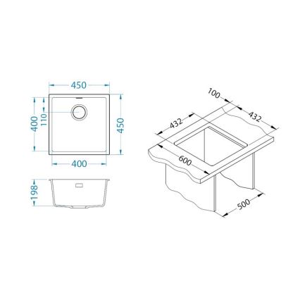 ALVEUS 1150044 - Νεροχύτης κουζίνας OMNI 45x45 εκ. γρανίτης/λευκός