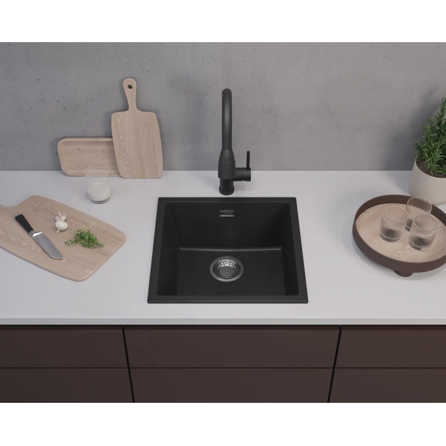 ALVEUS 1150048 - Νεροχύτης κουζίνας OMNI 45x45 cm γρανίτης/μαύρο