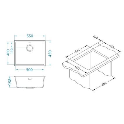 ALVEUS 1150051 - Νεροχύτης κουζίνας OMNI 55x45 cm γρανίτης/λευκό