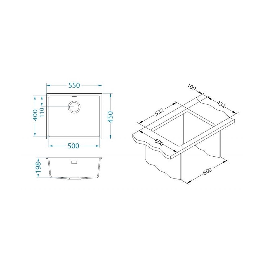 ALVEUS 1150051 - Νεροχύτης κουζίνας OMNI 55x45 cm γρανίτης/λευκό