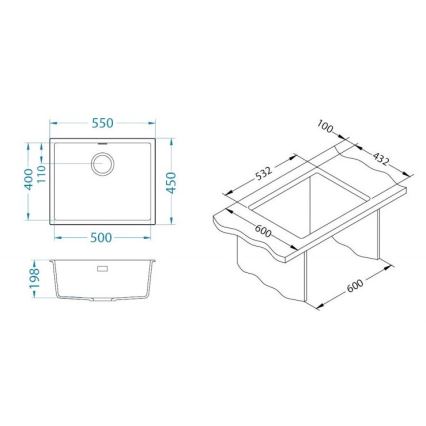ALVEUS 1150054 - Νεροχύτης κουζίνας OMNI 55x45 cm κομπόζιτ γρανίτη/μπεζ