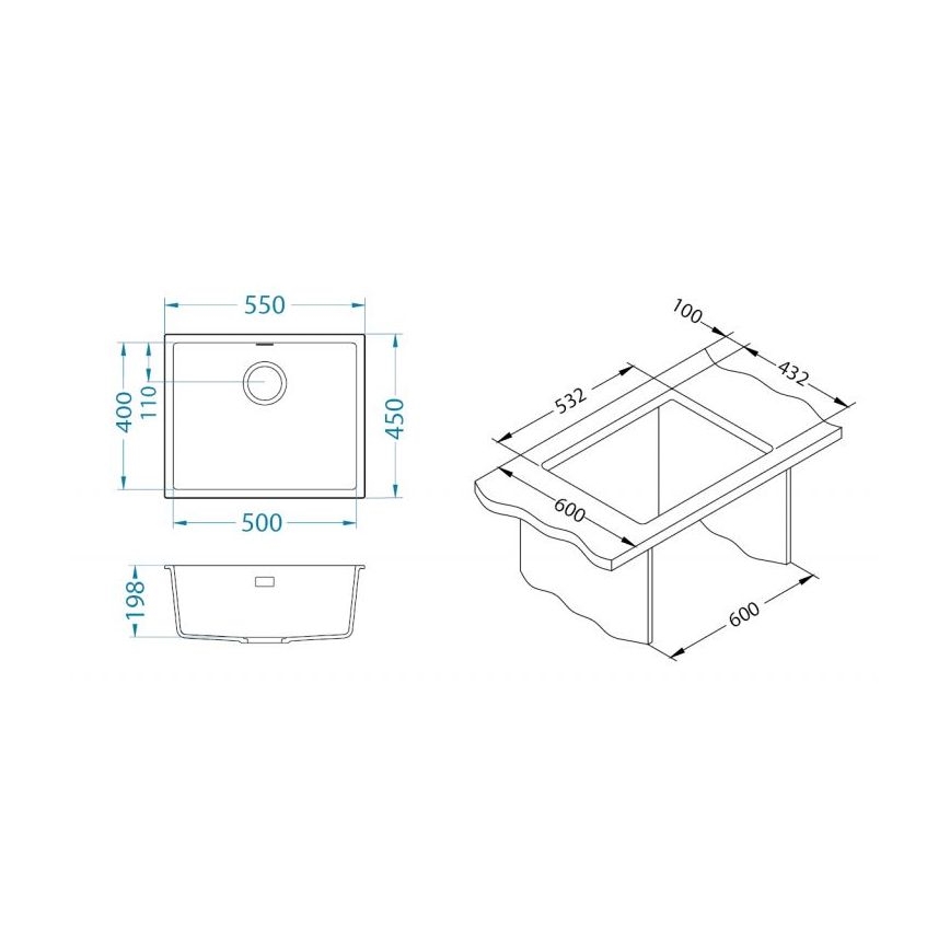 ALVEUS 1150054 - Νεροχύτης κουζίνας OMNI 55x45 cm γρανίτης/μπεζ