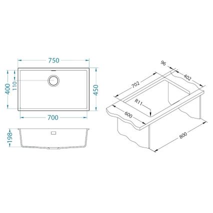 ALVEUS 1150058 - Νεροχύτης κουζίνας OMNI 75x45 εκ., γρανιτένιος/λευκός