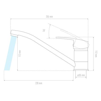 ALVEUS 1150800 - Μπαταρία νεροχύτη CLARA 13,5 cm γρανίτης/μαύρο