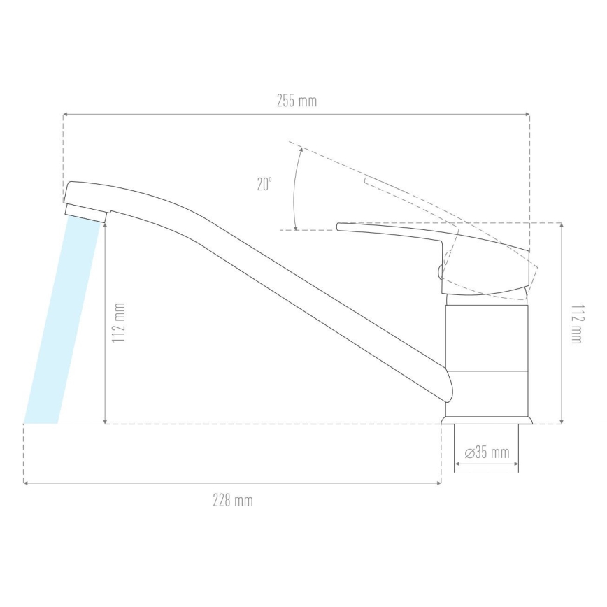 ALVEUS 1150800 - Μπαταρία νεροχύτη CLARA 13,5 cm γρανίτης/μαύρο
