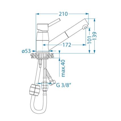 ALVEUS 1150888 - Μπαταρία κουζίνας με ντους NANO 13,9 cm γυαλιστερό χρώμιο