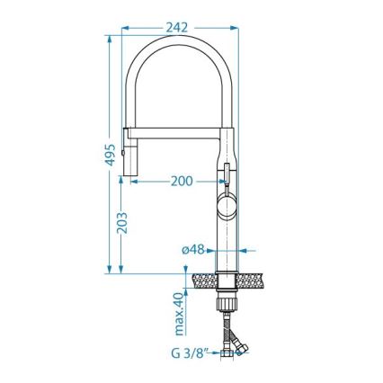 ALVEUS 1150893 - Μπαταρία κουζίνας με εύκαμπτο στόμιο και ντους MIRAGE 49,5 cm μαύρο