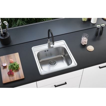 ALVEUS 1151258 - Νεροχύτης κουζίνας MORE 50x49 cm ματ ατσάλι/σατινέ