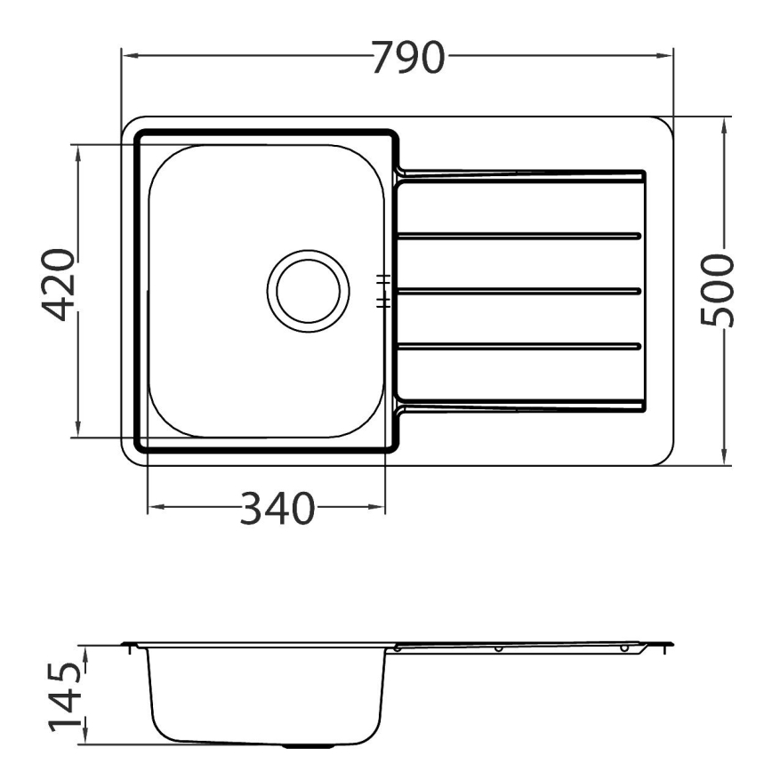 ALVEUS SET0026 - Νεροχύτης κουζίνας LINE 79x50 εκ. + μπαταρία νεροχύτη TONIA 29,5 εκ. σατέν/γυαλιστερό χρώμιο