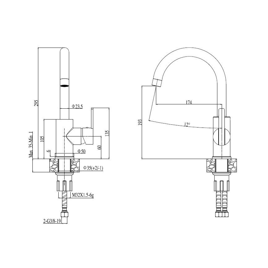 ALVEUS SET0026 - Νεροχύτης κουζίνας LINE 79x50 εκ. + μπαταρία νεροχύτη TONIA 29,5 εκ. σατέν/γυαλιστερό χρώμιο
