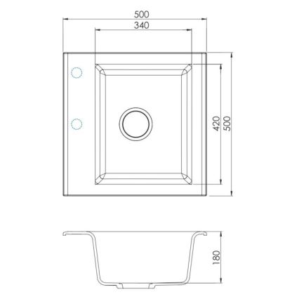 ALVEUS SETA23193 - Νεροχύτης Κουζίνας ATROX 50x50 cm + βρύση νεροχύτη με ευέλικτο λαιμό MINTAS 34 cm από γρανίτη/ματ μαύρη