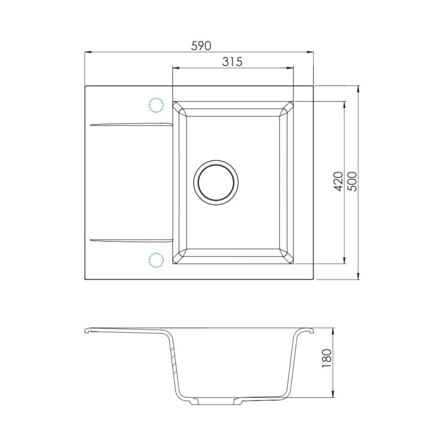 ALVEUS SETA23197 - Νεροχύτης κουζίνας CADIT 59x50 cm + μίκτης νεροχύτη με ευέλικτο στόμιο MINTAS 34 cm γρανιτένιος/ματ μαύρο