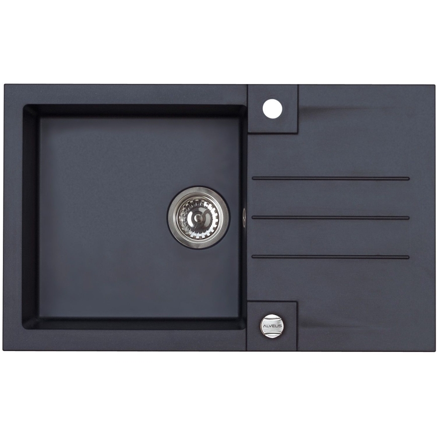 ALVEUS SETA23201 - Νεροχύτης κουζίνας ROCK 78x48 cm + μπαταρία νεροχύτη με εύκαμπτο ρουξούνι MINTAS 34 cm γρανίτης/ματ μαύρο