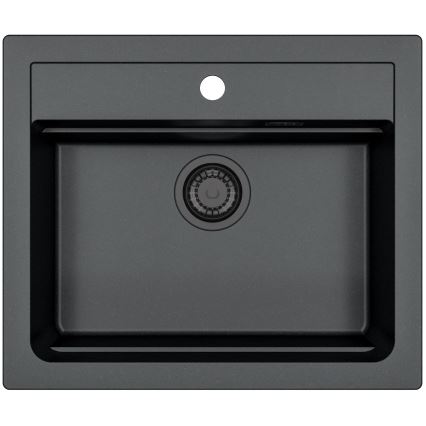 ALVEUS SETA23228 - Νιπτήρας κουζίνας ATROX 59x50 cm + μπαταρία νιπτήρα με ευέλικτο βραχίονα MINTAS 34 cm γρανίτης/ματ μαύρος