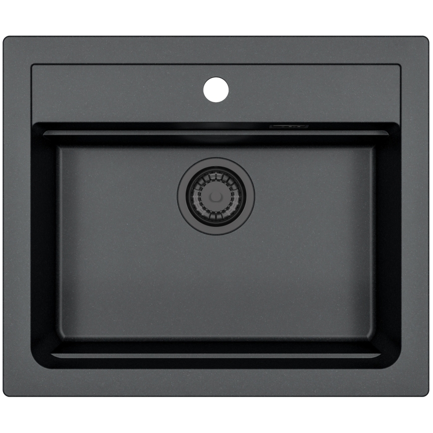 ALVEUS SETA23228 - Νιπτήρας κουζίνας ATROX 59x50 cm + μπαταρία νιπτήρα με ευέλικτο βραχίονα MINTAS 34 cm γρανίτης/ματ μαύρος