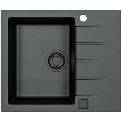 ALVEUS SETA23230 - Νιπτήρας κουζίνας CADIT 59x50 cm + Μπαταρία νιπτήρα με ευέλικτο βραχίονα MINTAS 34 cm γρανίτης/ματ μαύρος