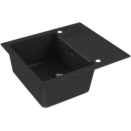 ALVEUS SETA23230 - Νιπτήρας κουζίνας CADIT 59x50 cm + Μπαταρία νιπτήρα με ευέλικτο βραχίονα MINTAS 34 cm γρανίτης/ματ μαύρος