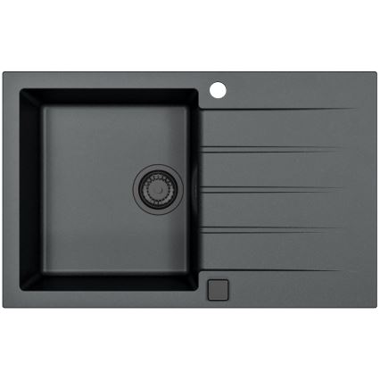 ALVEUS SETA23231 - Νιπτήρας κουζίνας CADIT 79x50 cm + μπαταρία νιπτήρα με ευέλικτο βραχίονα MINTAS 34 cm γρανίτη/ματ μαύρος