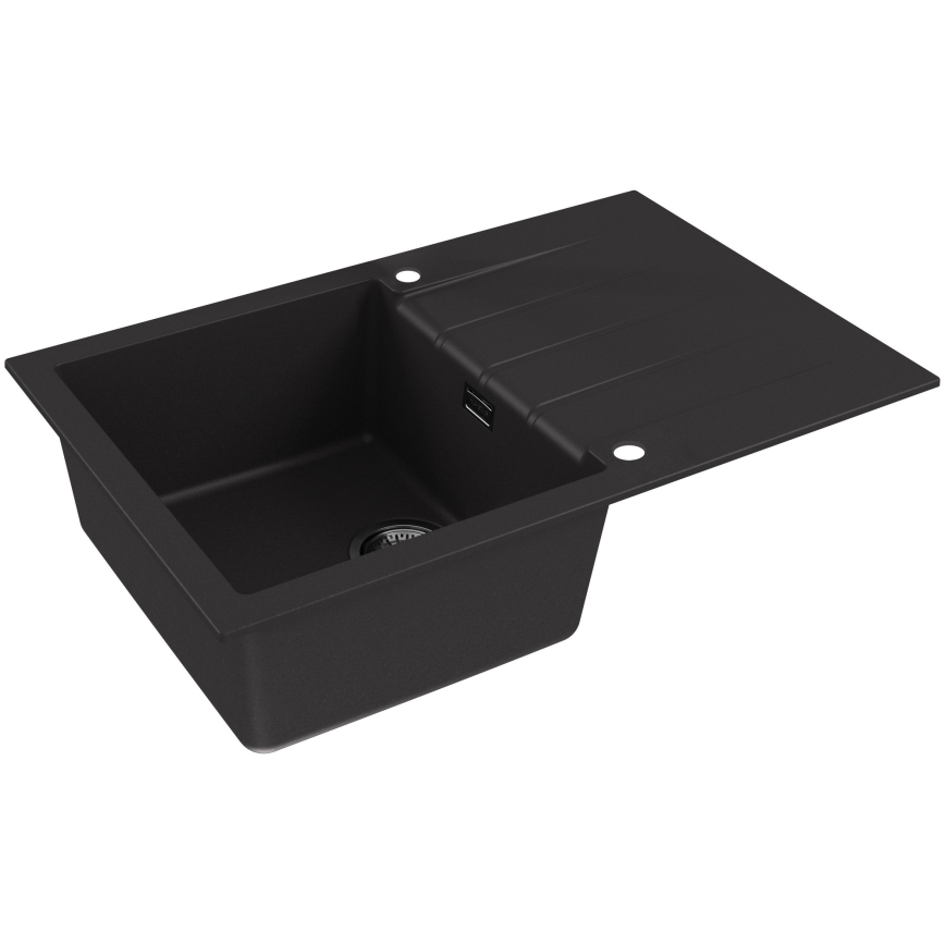 ALVEUS SETA23231 - Νιπτήρας κουζίνας CADIT 79x50 cm + μπαταρία νιπτήρα με ευέλικτο βραχίονα MINTAS 34 cm γρανίτη/ματ μαύρος