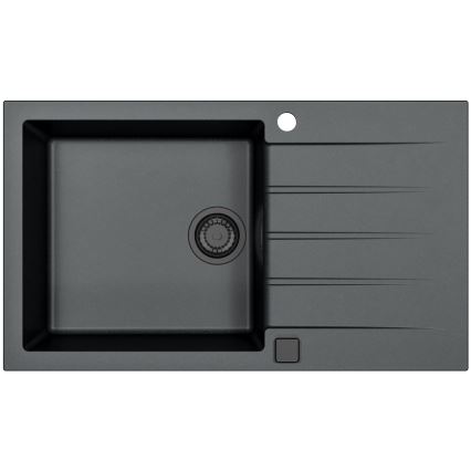 ALVEUS SETA23232 - Εργαστηριακός νεροχύτης CADIT 86x50 cm + βρύση με ευλύγιστο χερούλι MINTAS 34 cm γρανίτη/ματ μαύρος