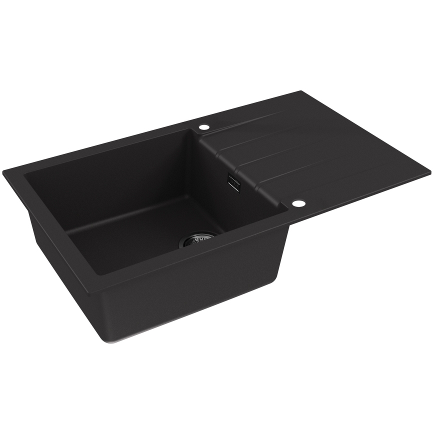 ALVEUS SETA23232 - Εργαστηριακός νεροχύτης CADIT 86x50 cm + βρύση με ευλύγιστο χερούλι MINTAS 34 cm γρανίτη/ματ μαύρος