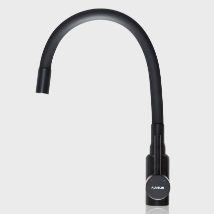 ALVEUS SETA23232 - Εργαστηριακός νεροχύτης CADIT 86x50 cm + βρύση με ευλύγιστο χερούλι MINTAS 34 cm γρανίτη/ματ μαύρος