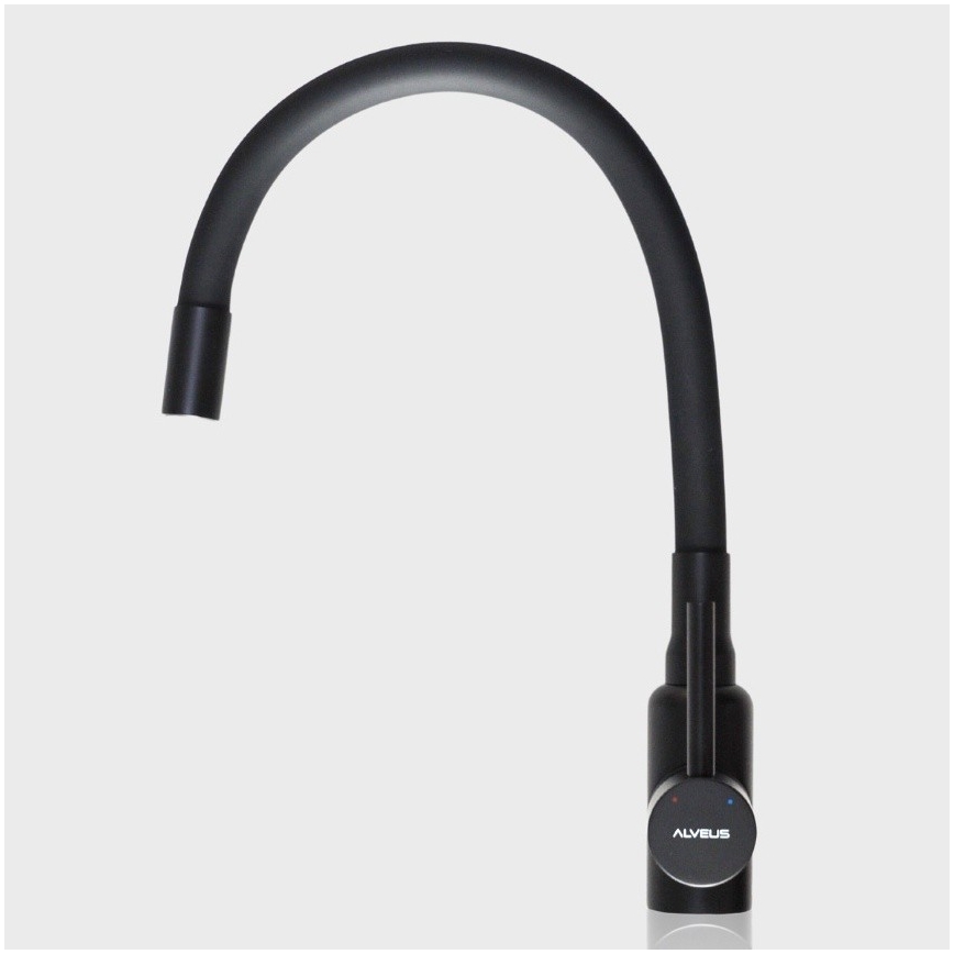 ALVEUS SETA23232 - Εργαστηριακός νεροχύτης CADIT 86x50 cm + βρύση με ευλύγιστο χερούλι MINTAS 34 cm γρανίτη/ματ μαύρος