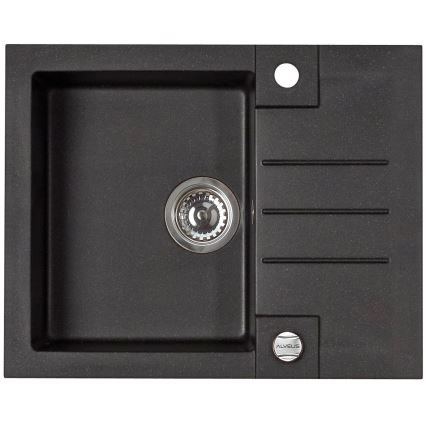 ALVEUS SETA23236 - Νιπτήρας κουζίνας ROCK 59,5x47,5 cm + τηλέφωνο με ευέλικτο χερούλι MINTAS 34 cm γρανίτης/ματ μαύρο