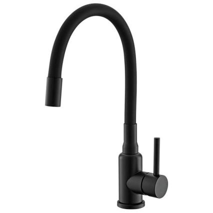 ALVEUS SETA23236 - Νιπτήρας κουζίνας ROCK 59,5x47,5 cm + τηλέφωνο με ευέλικτο χερούλι MINTAS 34 cm γρανίτης/ματ μαύρο