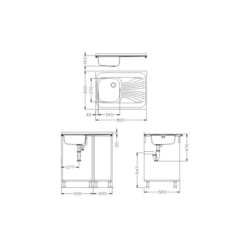 ALVEUS SETA24019 - Νεροχύτης κουζίνας CLASSIC 80x60 cm + μπαταρία κουζίνας με ευέλικτο στόμιο MINTAS 34 cm βουρτσισμένο ατσάλι/μαύρο