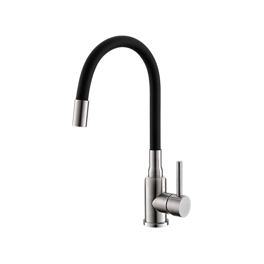 ALVEUS SETA24019 - Νεροχύτης Κουζίνας CLASSIC 80x60 cm + μπαταρία νεροχύτη με εύκαμπτο βραχίονα MINTAS 34 cm βουρτσισμένο ανοξείδωτο/μαύρο