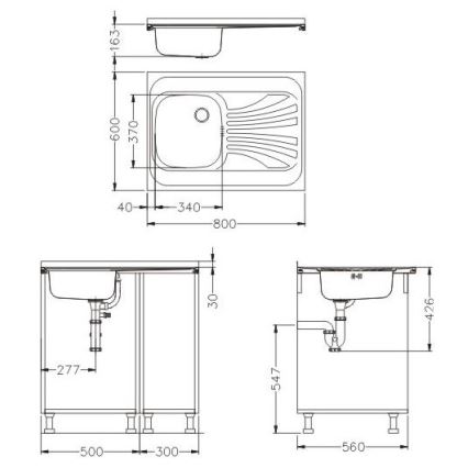 ALVEUS SETA24019 - Νεροχύτης Κουζίνας CLASSIC 80x60 cm + μπαταρία νεροχύτη με εύκαμπτο βραχίονα MINTAS 34 cm βουρτσισμένο ανοξείδωτο/μαύρο