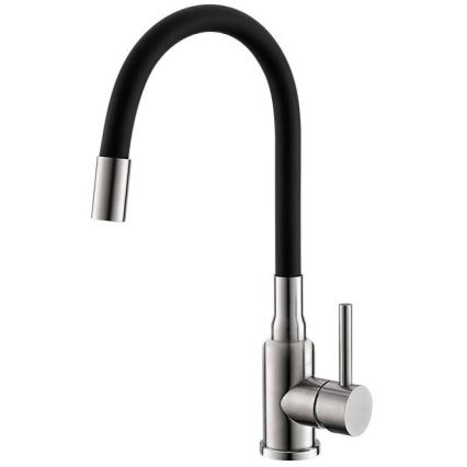 ALVEUS SETA24019 - Νεροχύτης κουζίνας CLASSIC 80x60 cm + μπαταρία κουζίνας με ευέλικτο στόμιο MINTAS 34 cm βουρτσισμένο ατσάλι/μαύρο