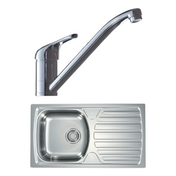 ALVEUS SETA259 - Κουζίνα νεροχύτη BASIC 78x43,5 cm + βρύση RIVIERA 14,8 cm ματ/γυαλισμένο χρώμιο