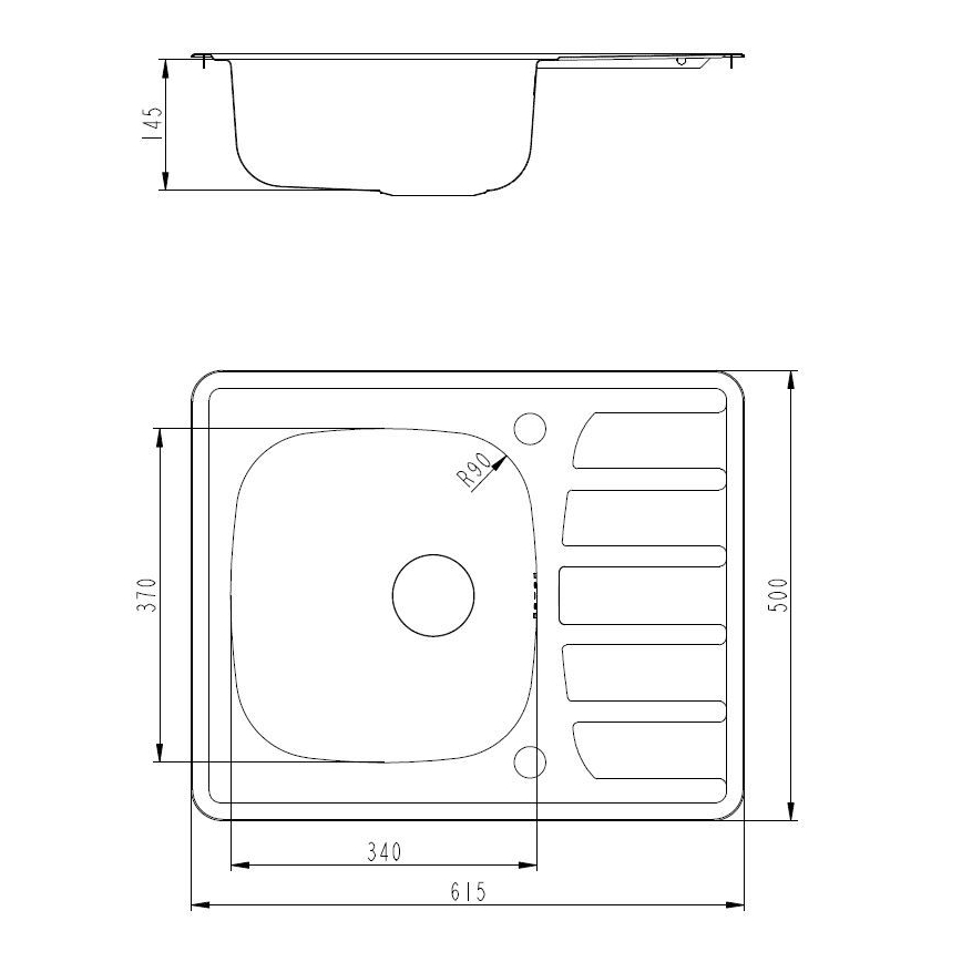 ALVEUS SETA265 - Νεροχύτης κουζίνας ZOOM 61,5x50 cm + μπαταρία νεροχύτη RIVIERA 14,8 cm σατέν/γυαλιστερό χρώμιο