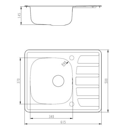 ALVEUS SETA265 - Νεροχύτης Κουζίνας ZOOM 61,5x50 cm + Βρύση Νεροχύτη RIVIERA 14,8 cm ματ/γυαλισμένο χρώμιο