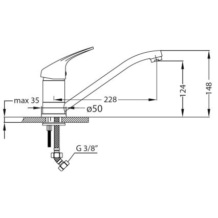 ALVEUS SETA265 - Νεροχύτης Κουζίνας ZOOM 61,5x50 cm + Βρύση Νεροχύτη RIVIERA 14,8 cm ματ/γυαλισμένο χρώμιο