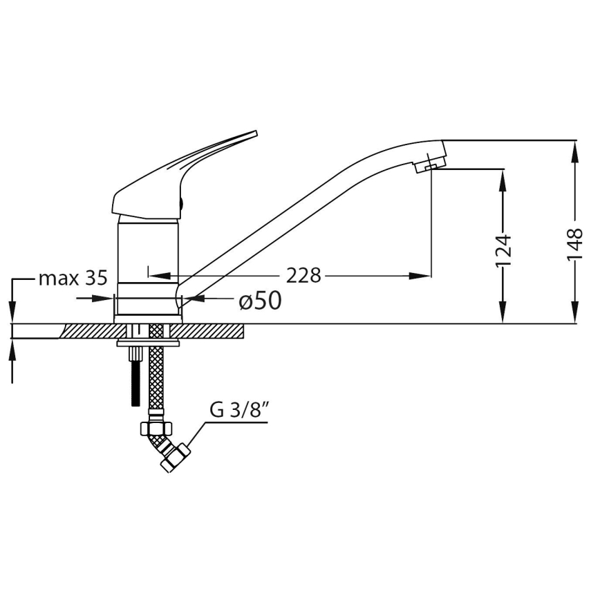 ALVEUS SETA265 - Νεροχύτης Κουζίνας ZOOM 61,5x50 cm + Βρύση Νεροχύτη RIVIERA 14,8 cm ματ/γυαλισμένο χρώμιο
