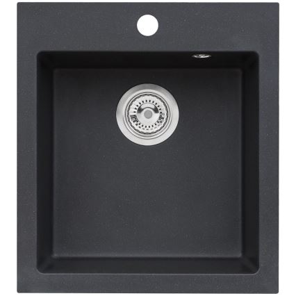 ALVEUS SETA737 - Νεροχύτης Κουζίνας CORTINA 50x45 cm + βρύση νεροχύτη με ευέλικτο λαιμό TONIA 29,5 cm από γρανίτη/ματ μαύρη