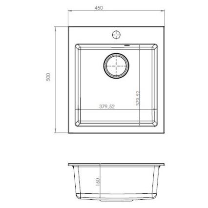 ALVEUS SETA737 - Νεροχύτης Κουζίνας CORTINA 50x45 cm + βρύση νεροχύτη με ευέλικτο λαιμό TONIA 29,5 cm από γρανίτη/ματ μαύρη