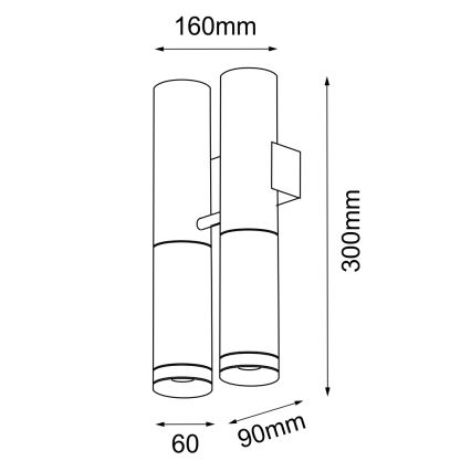 Amplex - Φωτιστικό τοίχου 2xGU10/15W/230V μαύρο